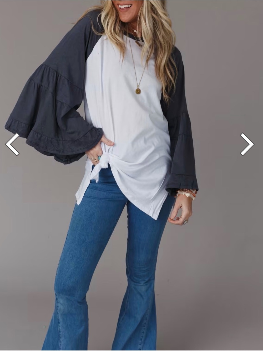 Three Bird Nest Bell sleeve Baseball Tee